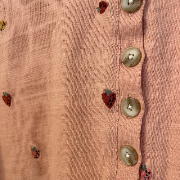 LOFT Petits Peach Sweater XXSP Strawberry Heart Embroidered Cottagecore Preppy - Picture 6 of 16